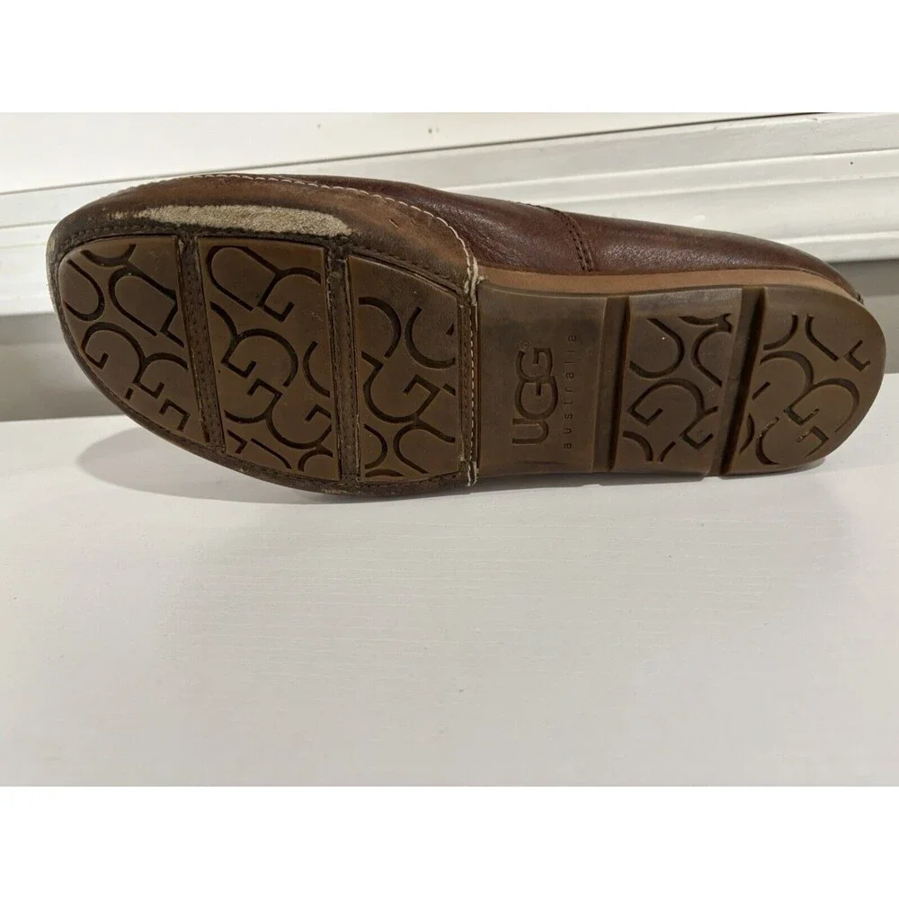 UGG Men's Brown Leather Casual Loafers Shoes 5556 US 10